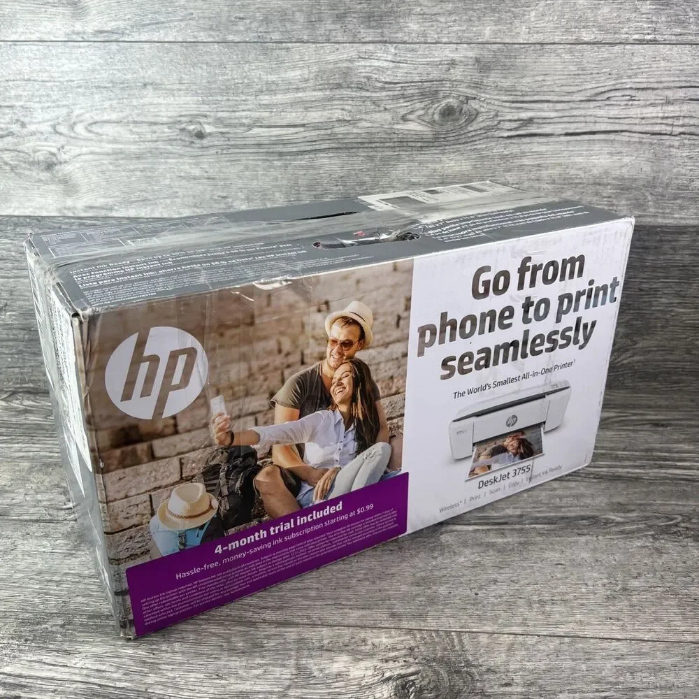 HP DeskJet 3755 Wireless All-in-One Inkjet Printer White New Open Box